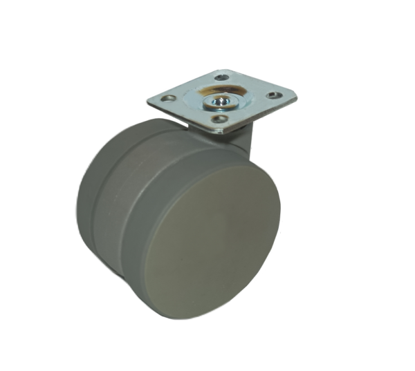 60mm kolečko s plotýnkou 38x38mm, bez brzdy - šedé
