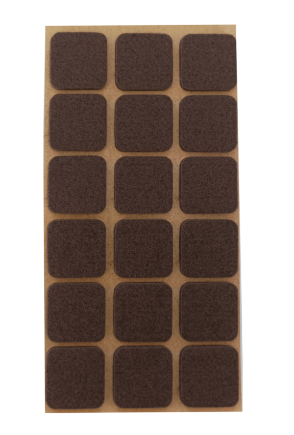Samolepicí filc, 25x25mm (18ks/arch)-hnědý