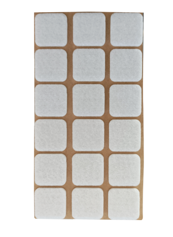 Samolepicí filc, 25x25mm (18ks/arch)-bílý