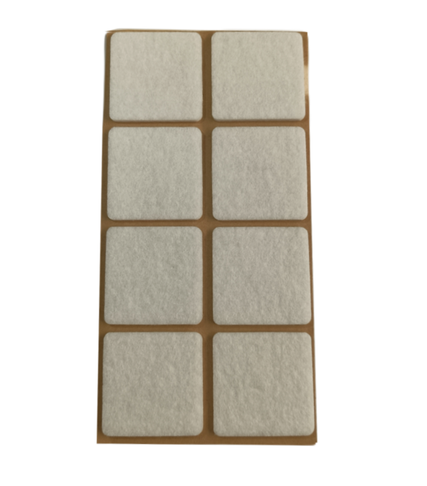 Samolepicí filc, 38x38mm (8ks/arch)-bílý