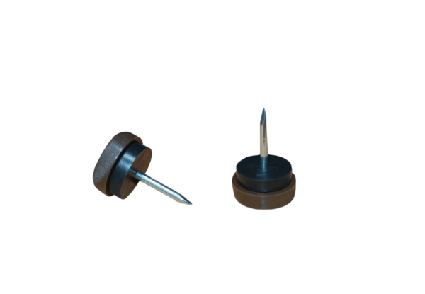 Plastový kluzák s hřebem, 22mm-hnědý dvouvrstvý