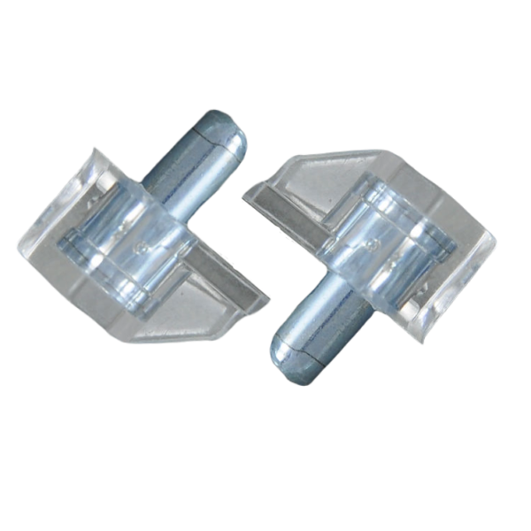 Policová podpěrka-plast+kov (pr.5x16mm),(Zn), transparentní plast