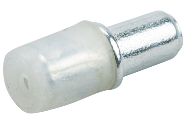 Policová podpěrka s plast.návlekem (pr.5x17mm), (Zn), transparentní plast
