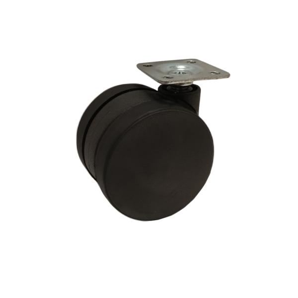 60mm PU kolečko, černé, bez brzdy, s plotýnkou 38*38mm
