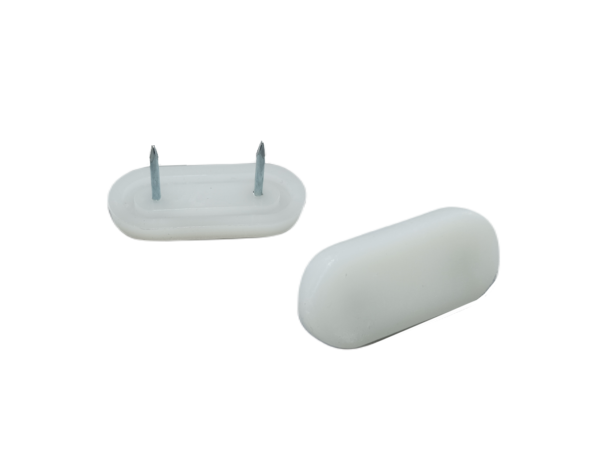 Plastový kluzák s dvěma hřeby, 42x19mm-bílý