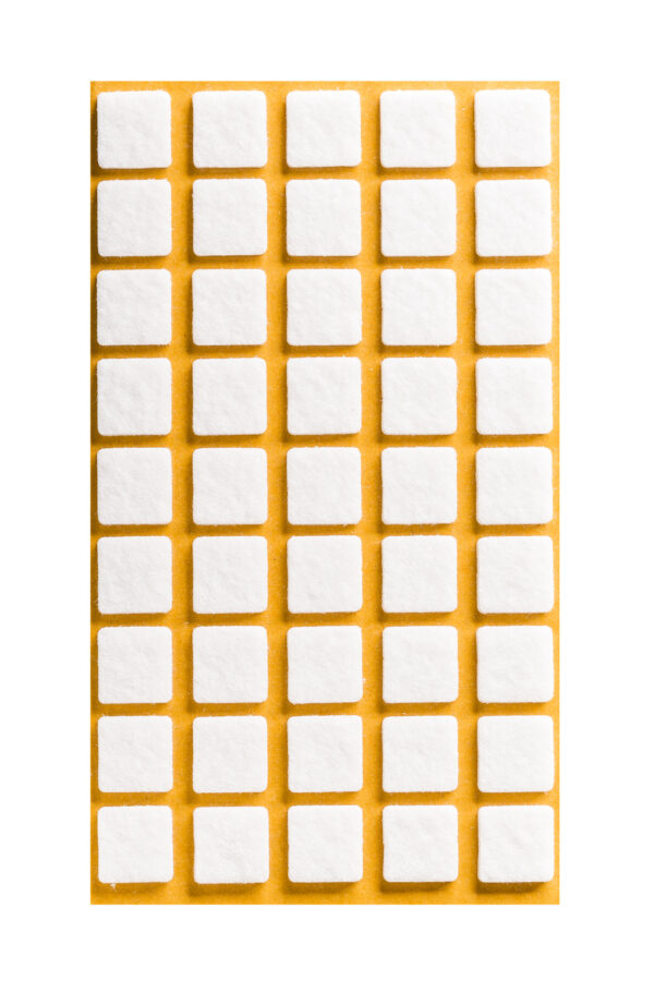 Samolepicí filc, 14x14mm (45ks/arch)-bílý