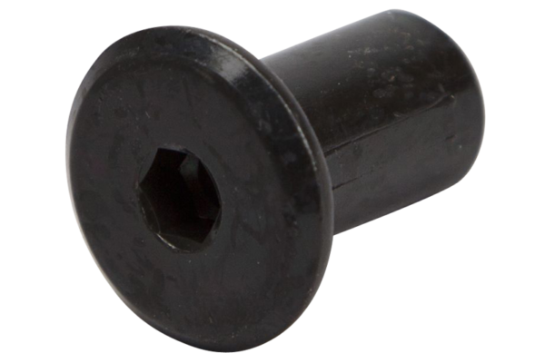 Spojovací matice M6xpr.9x15mm, plochá hlava, hex4, černý Zn