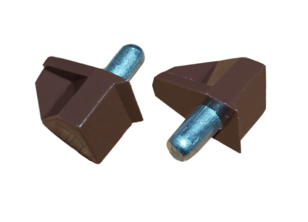 Policová podpěrka-plast+kov (pr.5x16mm),(Zn), hnědý plast