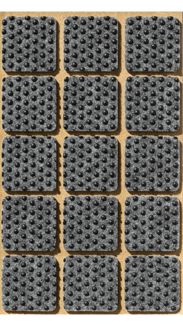 Samolepicí filc-čtvercový, 30x30mm (15ks/arch)-šedý