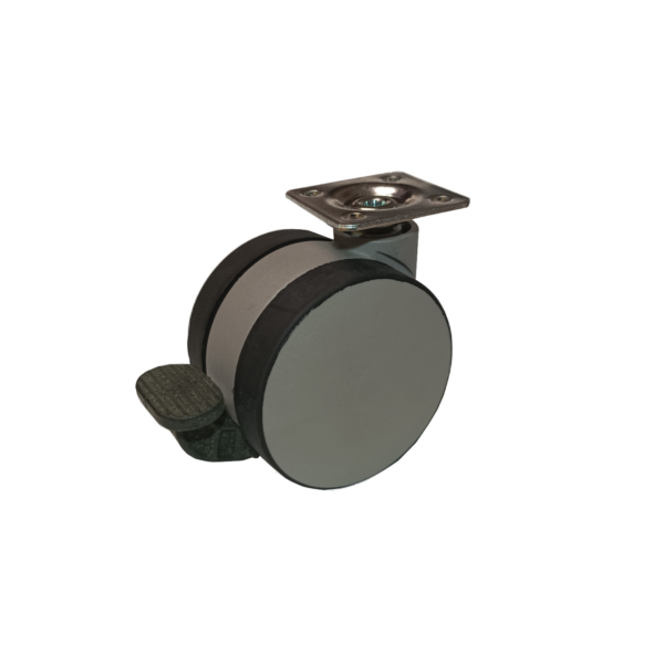 60mm PU kolečko, s plotýnkou 38x38mm, s černou brzdou