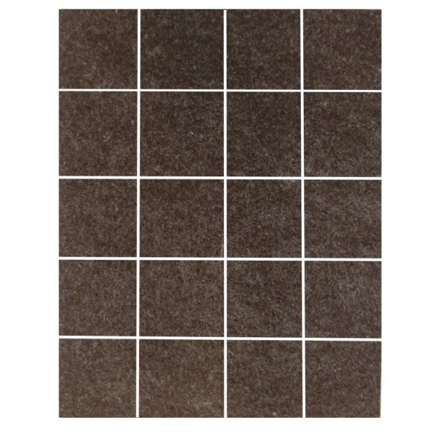 Samolepicí filc, 25x25mm (20ks/arch)-hnědý
