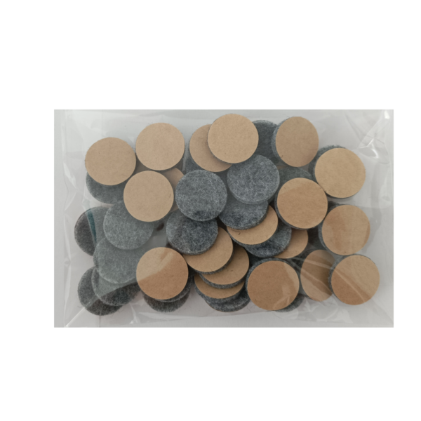 Samolepící filc-kulatý, 22mm, průmyslové balení -šedý (1000ks)